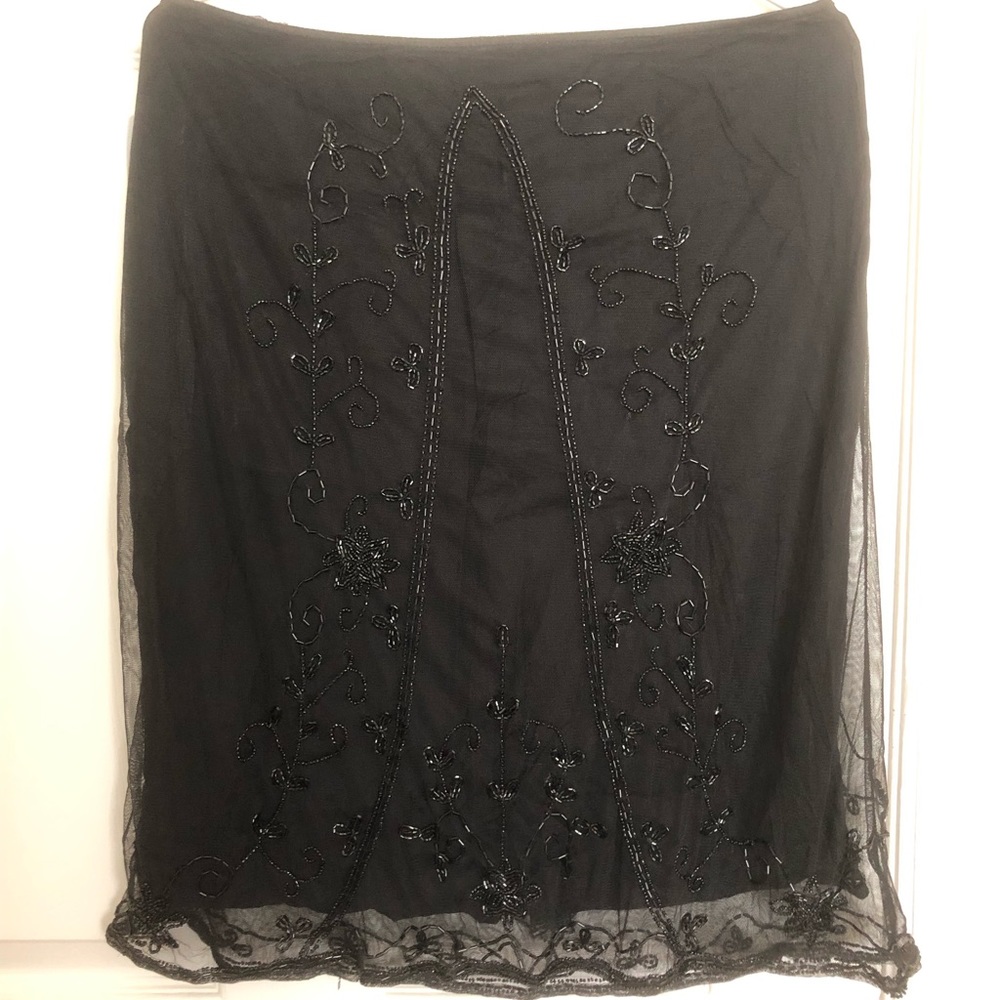 Netted Beaded Black Skirt